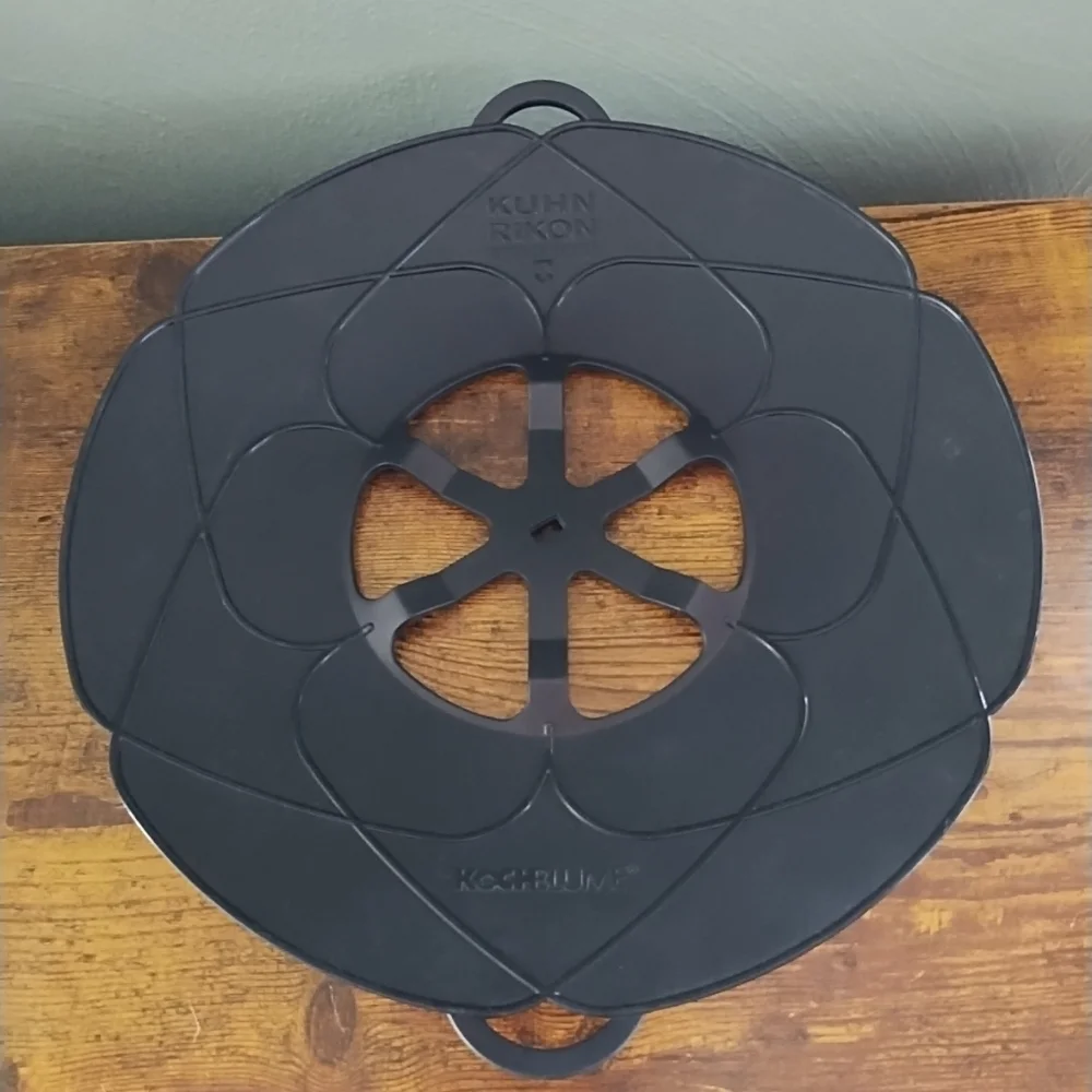 Kuhn Rikon Silicone Spill Stopper 11” Kochblume Black Pot Cover